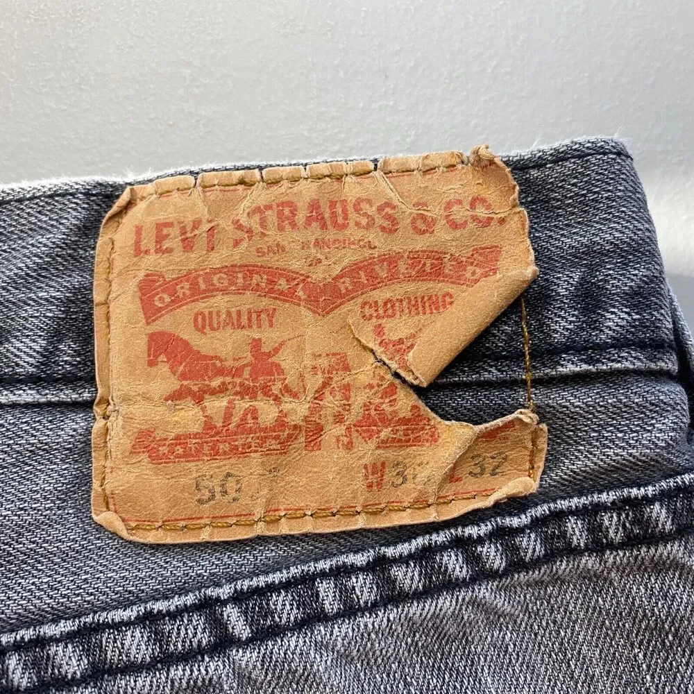 Levis 501 Jeans Mens 36x32 Gray Button‎ Fly 100% Cotton